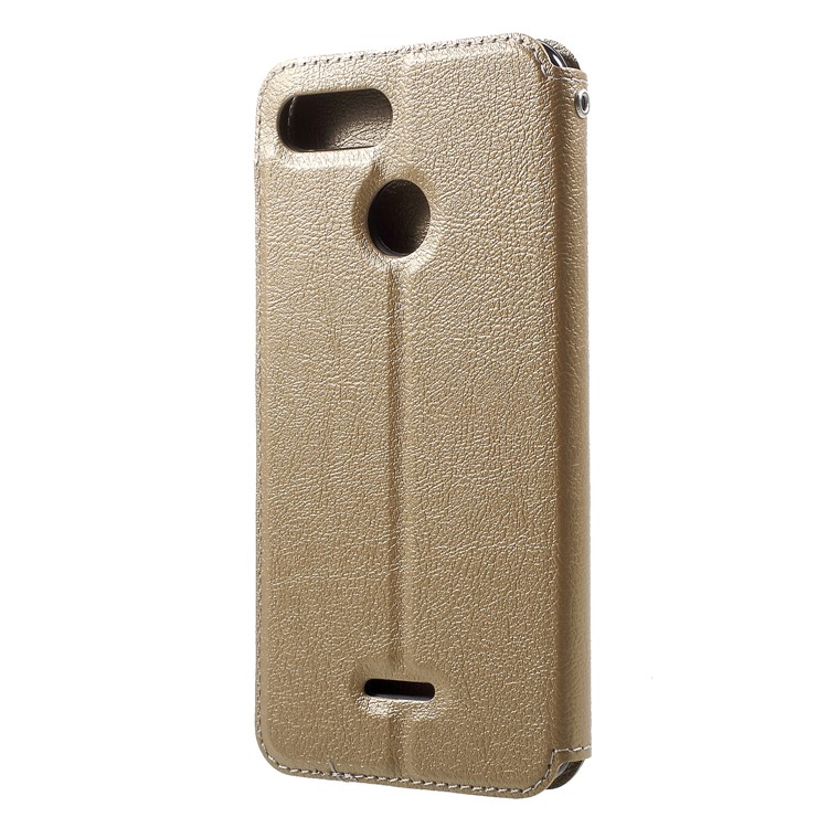 Auto-absorbed Leather Card Holder Shell for Xiaomi Redmi 6 (Dual Camera: 12MP+5MP) - Gold-2