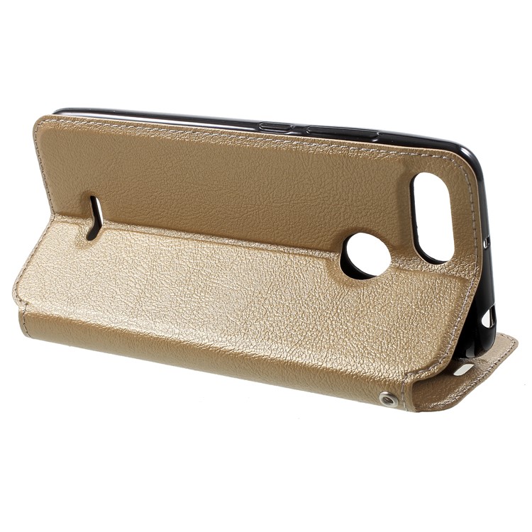 Auto-absorbed Leather Card Holder Shell for Xiaomi Redmi 6 (Dual Camera: 12MP+5MP) - Gold-4