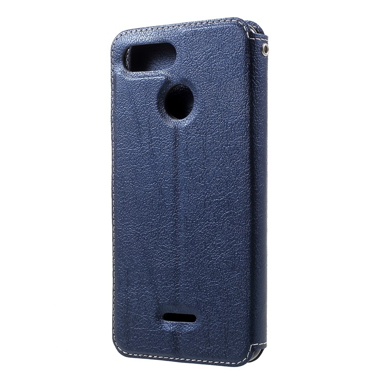 Auto-absorbed PU Leather Card Holder Case for Xiaomi Redmi 6 (Dual Camera: 12MP+5MP) - Blue-3