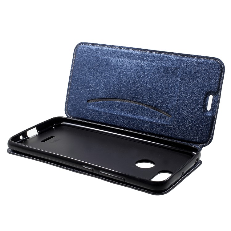 Auto-absorbed PU Leather Card Holder Case for Xiaomi Redmi 6 (Dual Camera: 12MP+5MP) - Blue-5