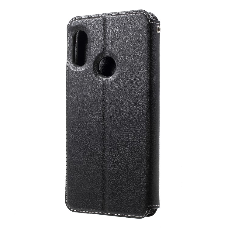 Auto-absorbed Leather Card Holder Cover for Xiaomi Mi A2 Lite / Redmi 6 Pro - Black-2