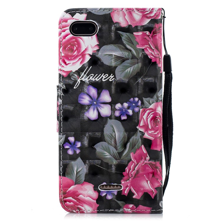 Pattern Printing Wallet Stand Leather Flip Case for Xiaomi Redmi 6A (Single 12MP Rear Camera) - Blooming Flower-3