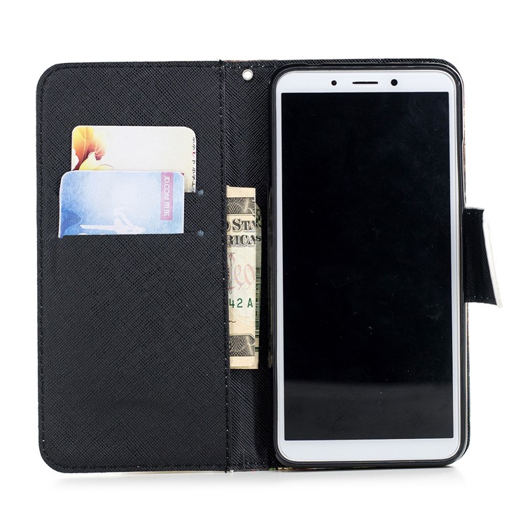 Pattern Printing Wallet Stand Leather Phone Cover for Xiaomi Redmi 6A (Single 12MP Rear Camera) - Skull and Flower-6