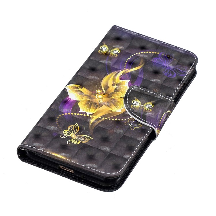 Patterned Wallet Stand Leather Phone Shell for Xiaomi Redmi 6A (Single 12MP Rear Camera) - Gold Butterfly-4