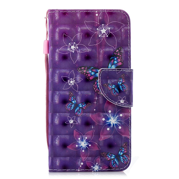 Patterned Wallet Stand Leather Cover Case for Xiaomi Redmi 6A (Single 12MP Rear Camera) - Butterfly and Flower-1