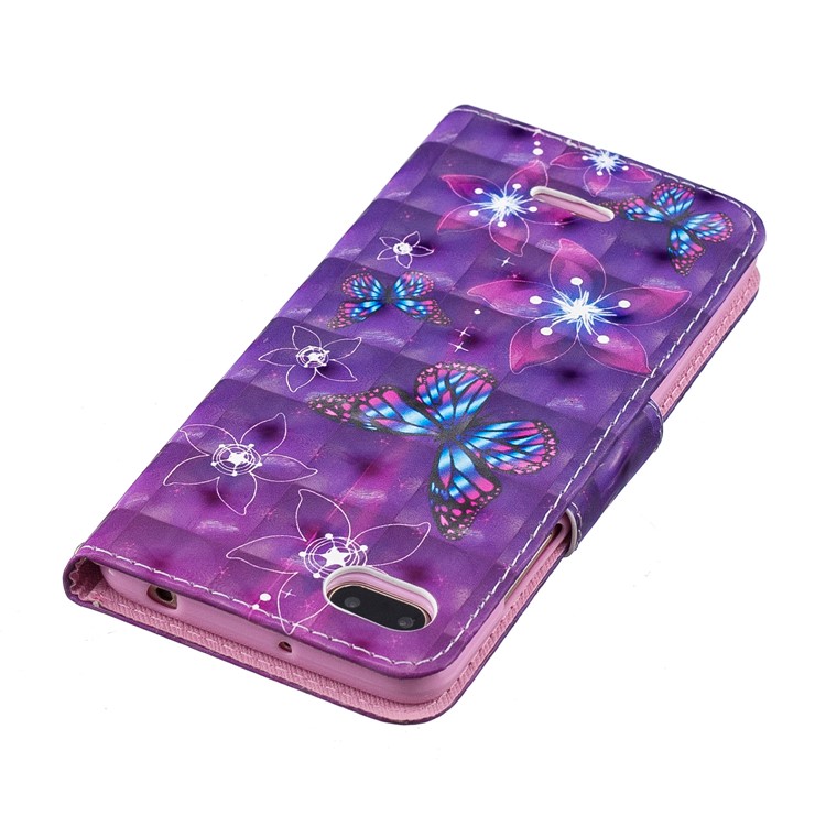 Patterned Wallet Stand Leather Cover Case for Xiaomi Redmi 6A (Single 12MP Rear Camera) - Butterfly and Flower-5