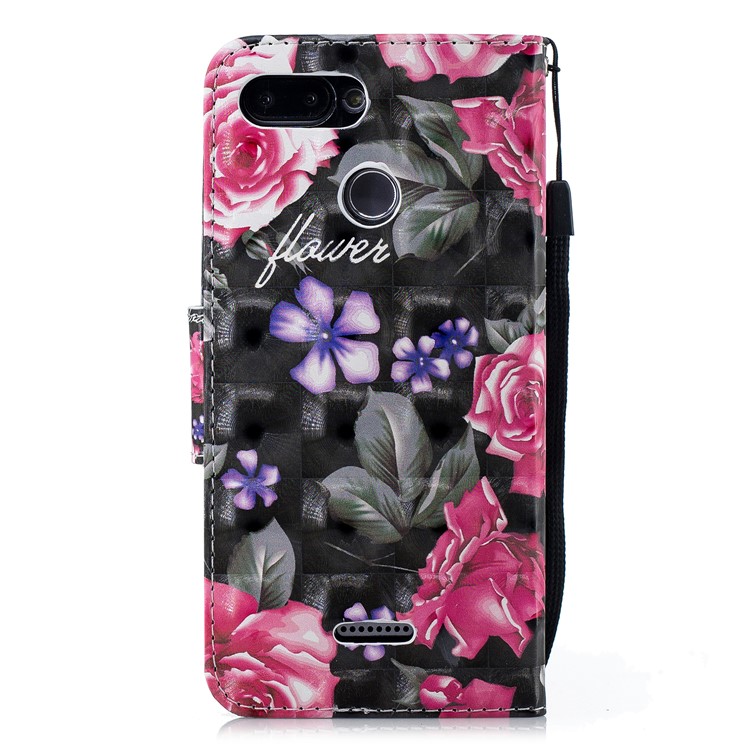 Pattern Printing Wallet Stand Leather Case for Xiaomi Redmi 6 (Dual Camera: 12MP+5MP) - Blooming Flower-3