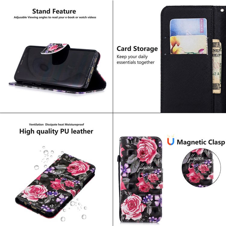 Pattern Printing Wallet Stand Leather Case for Xiaomi Redmi 6 (Dual Camera: 12MP+5MP) - Blooming Flower-8