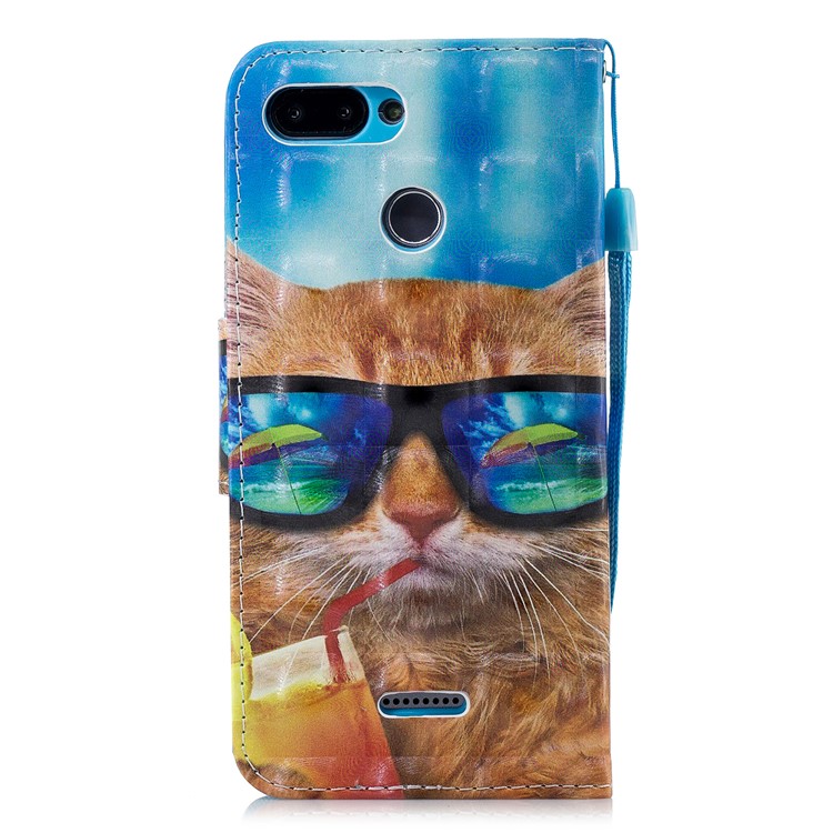 Patterned Wallet Stand Leather Phone Case for Xiaomi Redmi 6 (Dual Camera: 12MP+5MP) - Cool Cat-2