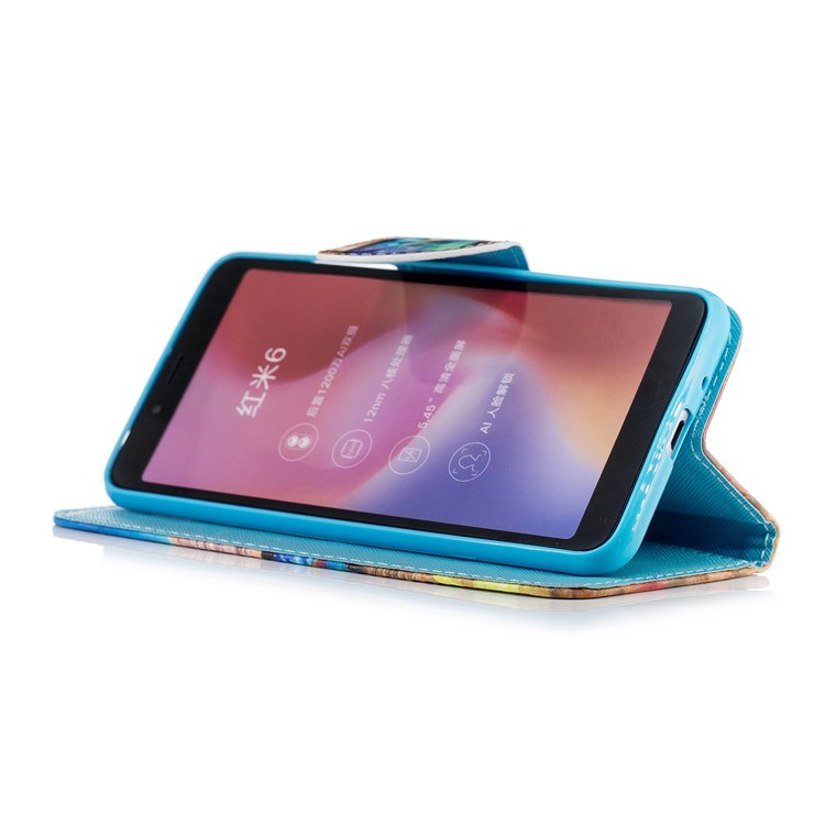 Patterned Wallet Stand Leather Phone Case for Xiaomi Redmi 6 (Dual Camera: 12MP+5MP) - Cool Cat-7