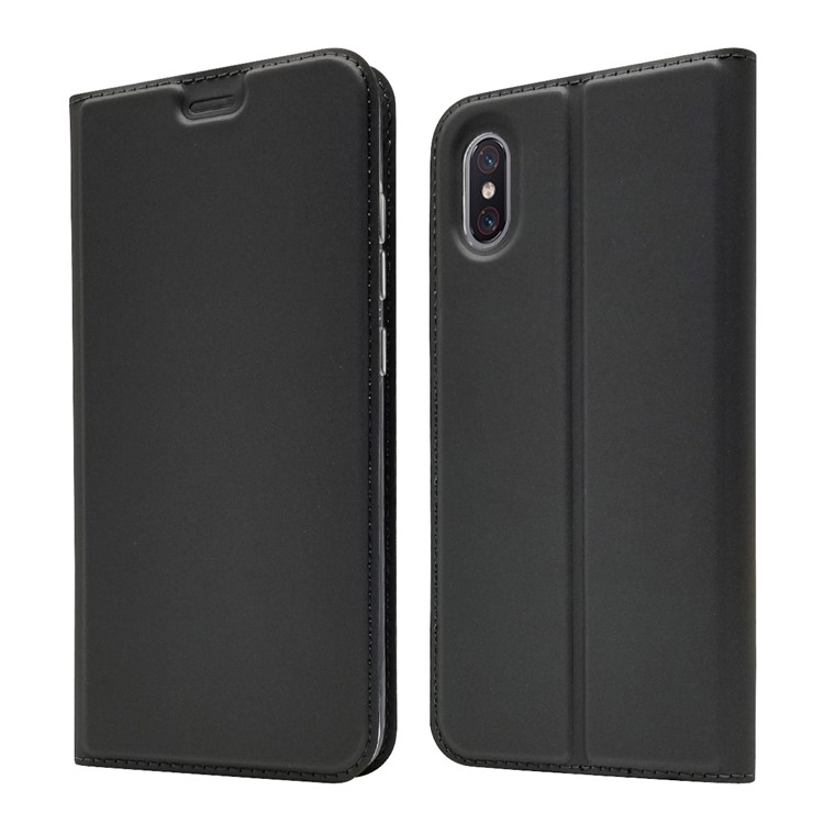 Magnetic Adsorption Leather Card Holder Case for Xiaomi Mi 8 Explorer Edition - Black-2