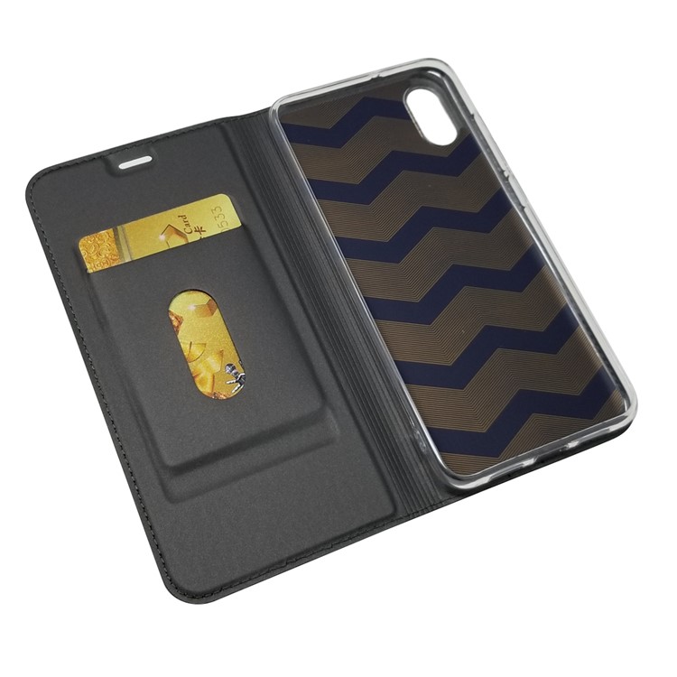 Magnetic Adsorption Leather Card Holder Case for Xiaomi Mi 8 Explorer Edition - Black-5