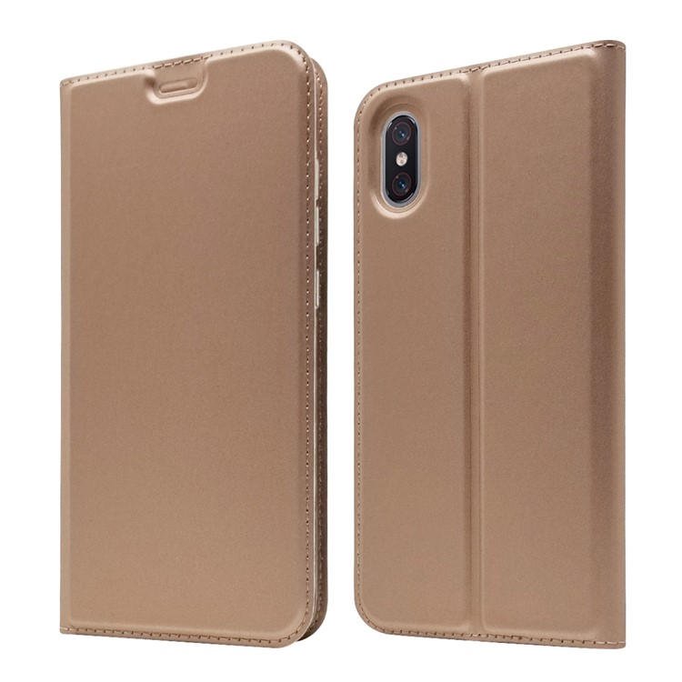 Magnetic Adsorption Leather Card Holder Flip Cover for Xiaomi Mi 8 Explorer Edition - Rose Gold-2