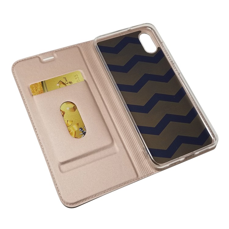Magnetic Adsorption Leather Card Holder Flip Cover for Xiaomi Mi 8 Explorer Edition - Rose Gold-5