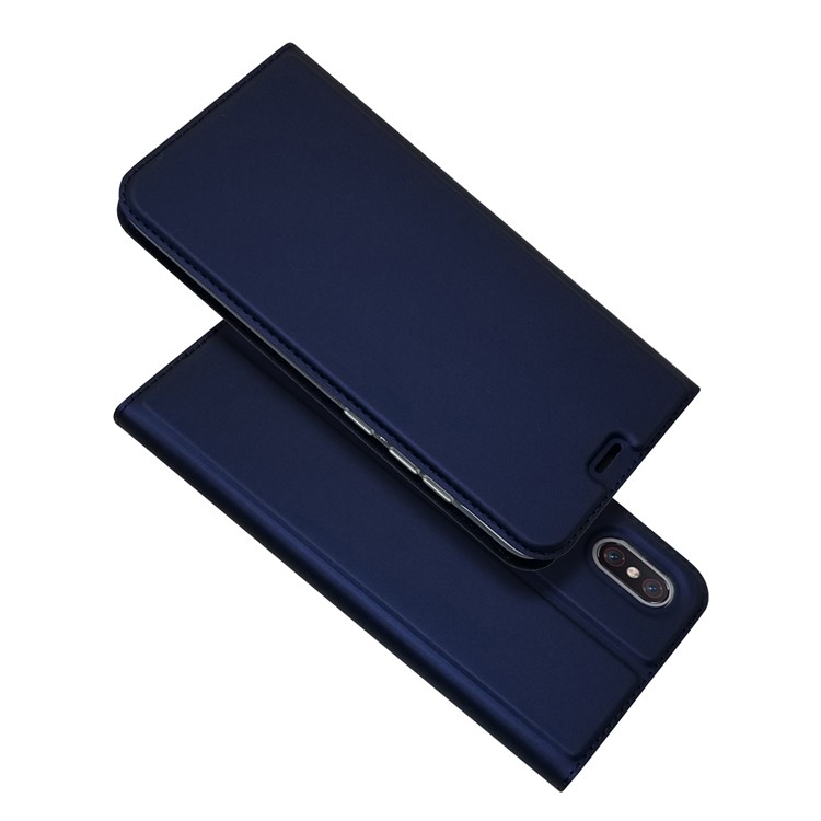 For Xiaomi Mi 8 Explorer Edition Magnetic Adsorption Leather Stand Case with Card Holder - Dark Blue-1