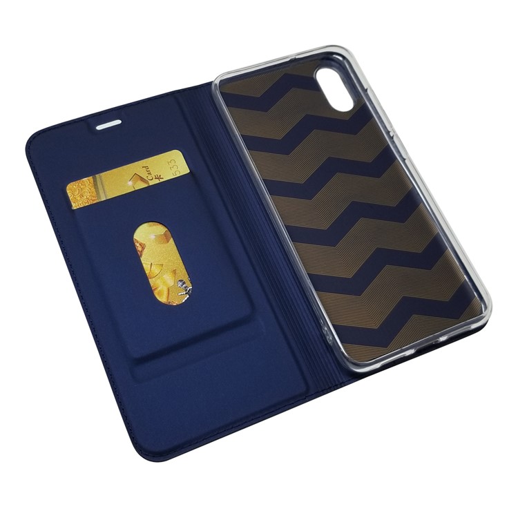 For Xiaomi Mi 8 Explorer Edition Magnetic Adsorption Leather Stand Case with Card Holder - Dark Blue-5