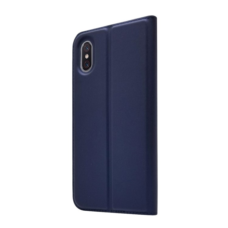 For Xiaomi Mi 8 Explorer Edition Magnetic Adsorption Leather Stand Case with Card Holder - Dark Blue-8