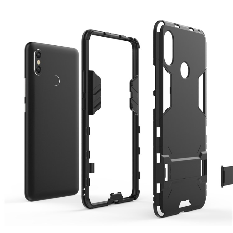 Cool Guard Plastic TPU Hybrid Mobile Phone Case with Kickstand for Xiaomi Mi Max 3 - Black-6