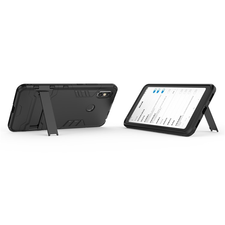 Cool Guard Plastic TPU Hybrid Mobile Phone Case with Kickstand for Xiaomi Mi Max 3 - Black-8
