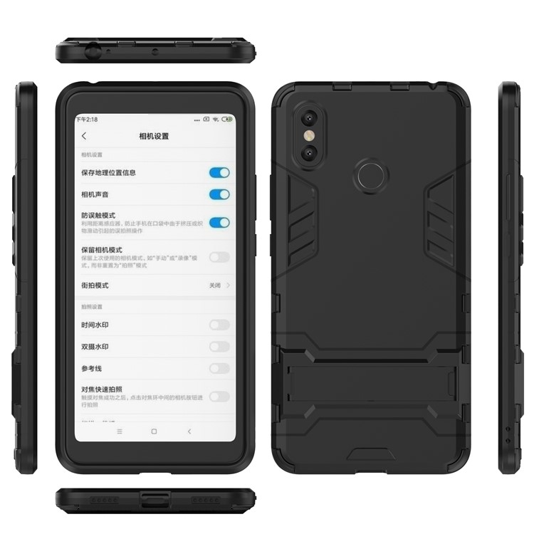 Cool Guard Plastic TPU Hybrid Mobile Phone Case with Kickstand for Xiaomi Mi Max 3 - Black-9