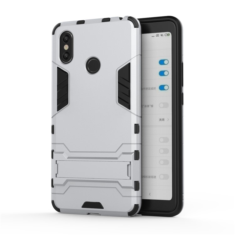 copertura In TPU Ibrida Per Telefono Cellulare In Plastica Fredda Con Cavalletto Per Xiaomi Mi Max 3 - Bianca-3