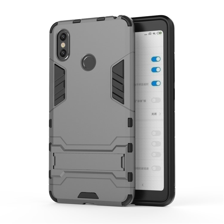 Cool Guard Plastic TPU Hybrid Mobile Phone Shell with Kickstand for Xiaomi Mi Max 3 - Grey-3