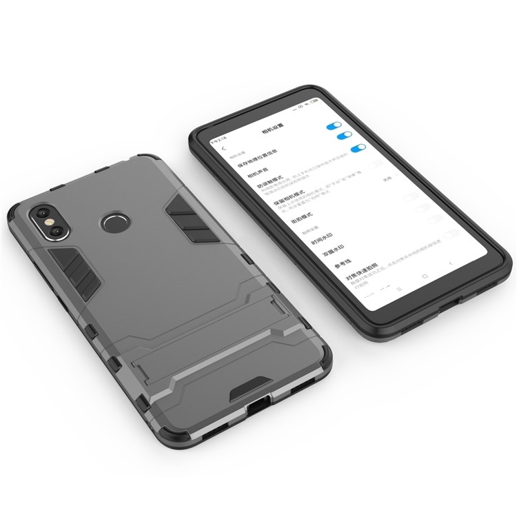 Cool Guard Plastic TPU Hybrid Mobile Phone Shell with Kickstand for Xiaomi Mi Max 3 - Grey-4