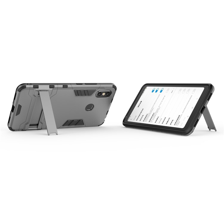 Cool Guard Plastic TPU Hybrid Mobile Phone Shell with Kickstand for Xiaomi Mi Max 3 - Grey-5