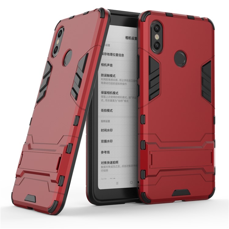 Cool Guard Plastic TPU Hybrid Mobile Phone Casing with Kickstand for Xiaomi Mi Max 3 - Red-1