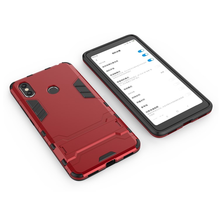 Cool Guard Plastic TPU Hybrid Mobile Phone Casing with Kickstand for Xiaomi Mi Max 3 - Red-4