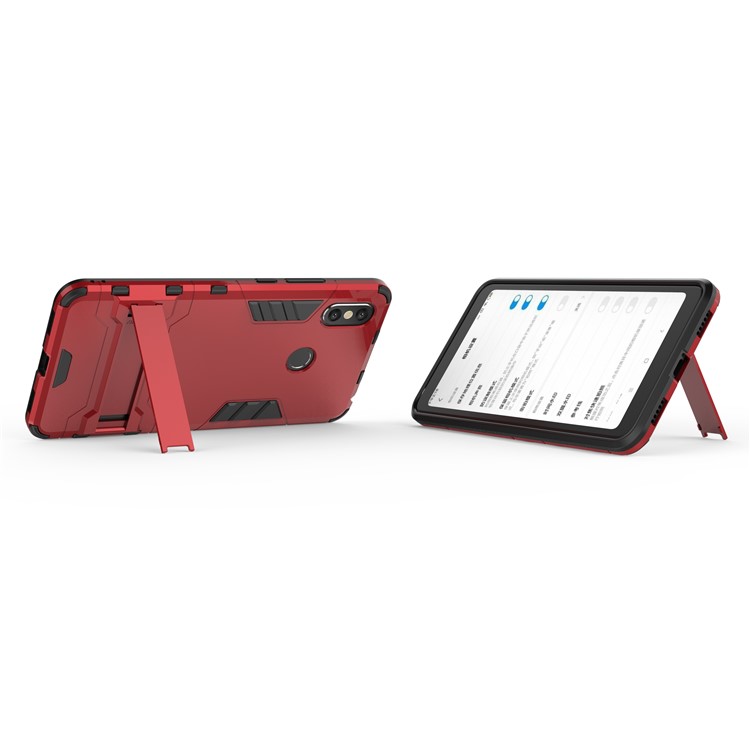 Cool Guard Plastic TPU Hybrid Mobile Phone Casing with Kickstand for Xiaomi Mi Max 3 - Red-5