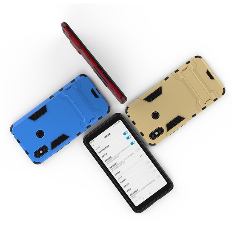 Cool Guard Plastic TPU Hybrid Protective Case with Kickstand for Xiaomi Mi Max 3 - Gold-6