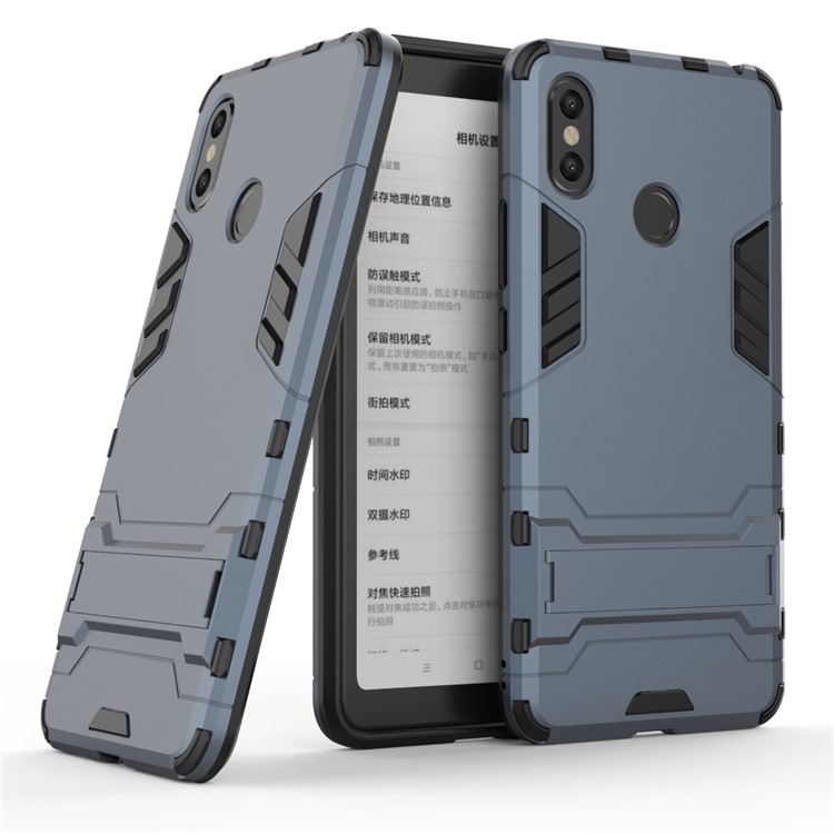 Cool Guard Plastic TPU Hybrid Cell Phone Cover with Kickstand for Xiaomi Mi Max 3 - Dark Blue-1