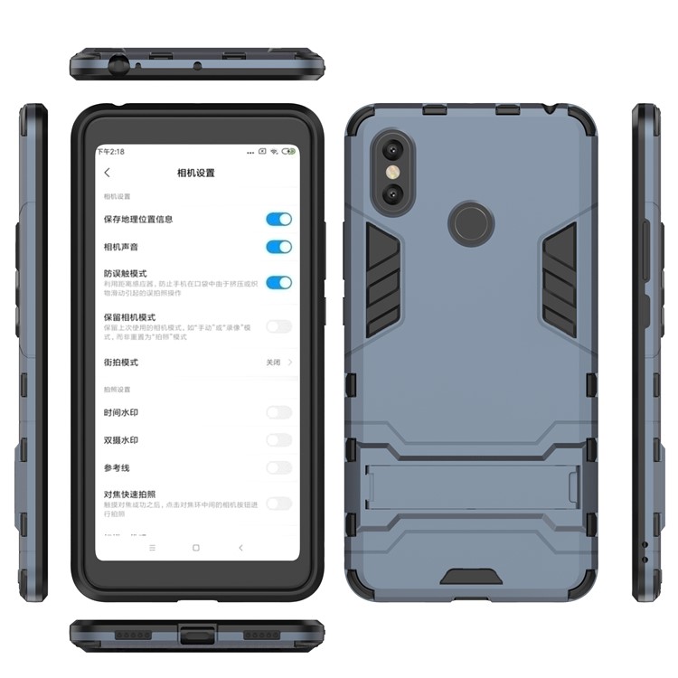Cool Guard Plastic TPU Hybrid Cell Phone Cover with Kickstand for Xiaomi Mi Max 3 - Dark Blue-2