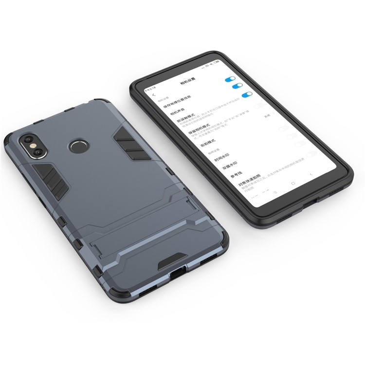 Cool Guard Plastic TPU Hybrid Cell Phone Cover with Kickstand for Xiaomi Mi Max 3 - Dark Blue-4
