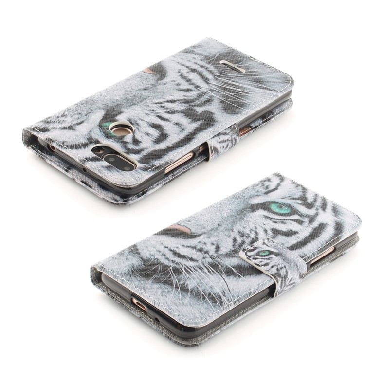 Pattern Printing Wallet Stand Leather Phone Case for Xiaomi Redmi 6 - Tiger with Green Eye-4