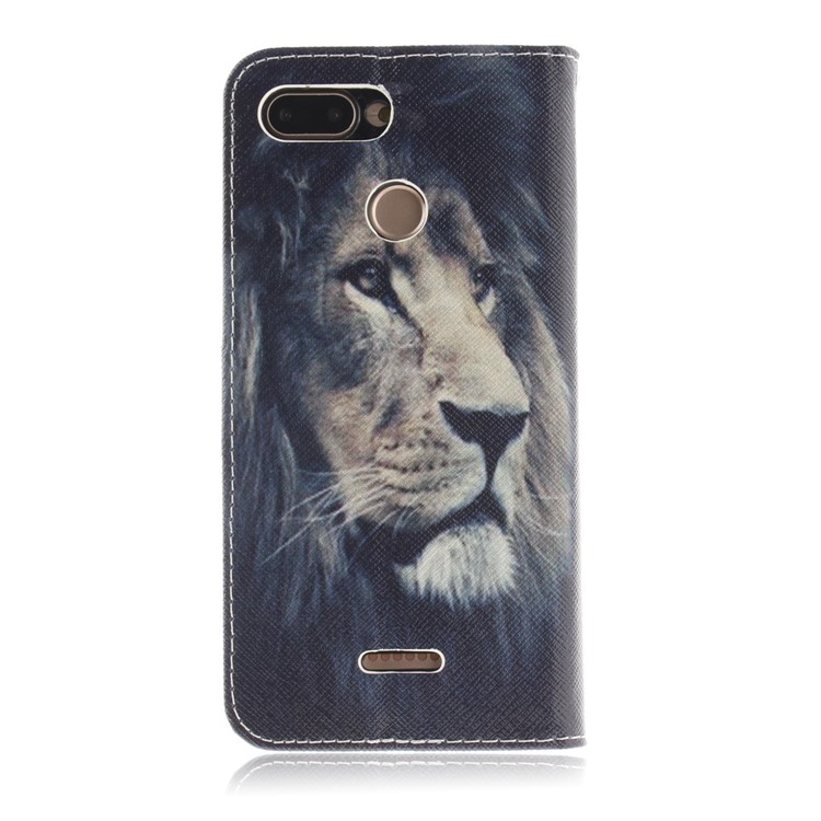 Pattern Printing Wallet Stand Leather Phone Cover for Xiaomi Redmi 6 - Lion-3