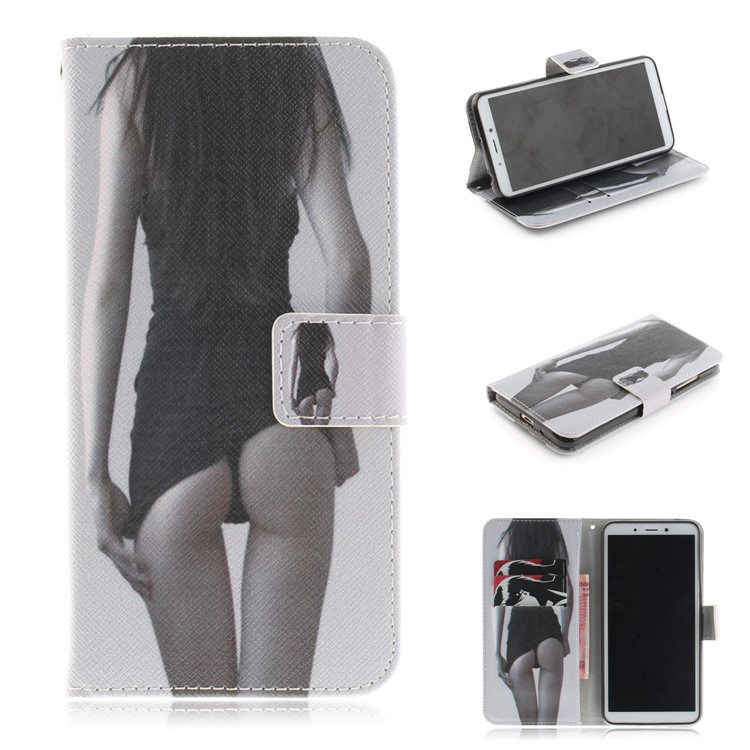 Pattern Printing Wallet Stand Leather Phone Casing for Xiaomi Redmi 6 - Hot Girl-1