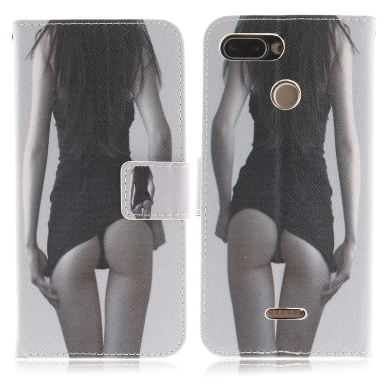 Pattern Printing Wallet Stand Leather Phone Casing for Xiaomi Redmi 6 - Hot Girl-2