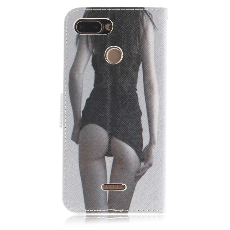 Pattern Printing Wallet Stand Leather Phone Casing for Xiaomi Redmi 6 - Hot Girl-3