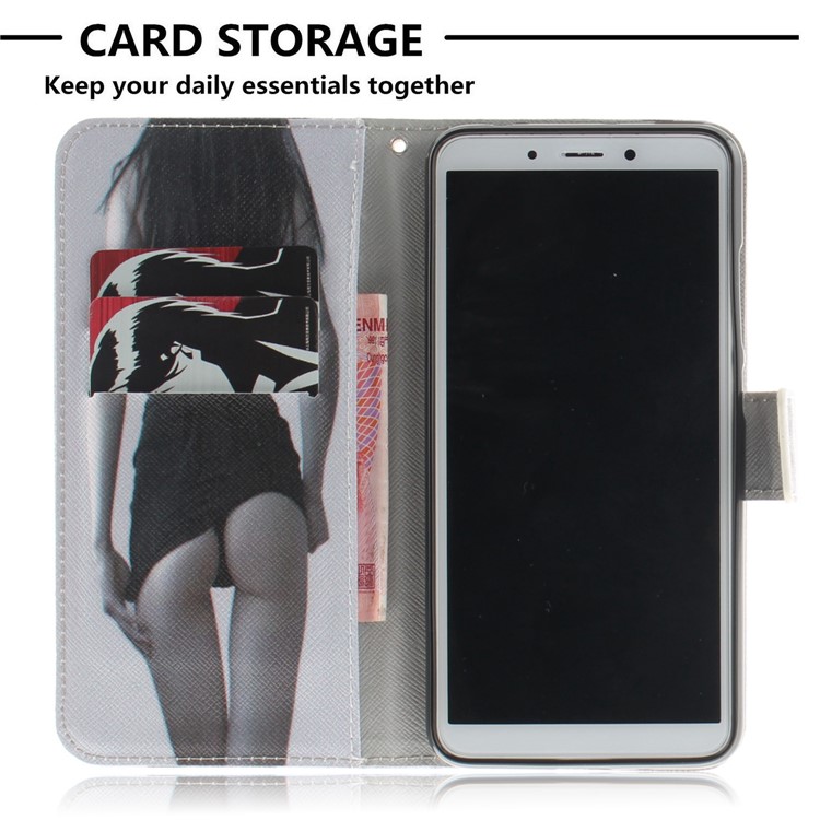 Pattern Printing Wallet Stand Leather Phone Casing for Xiaomi Redmi 6 - Hot Girl-7