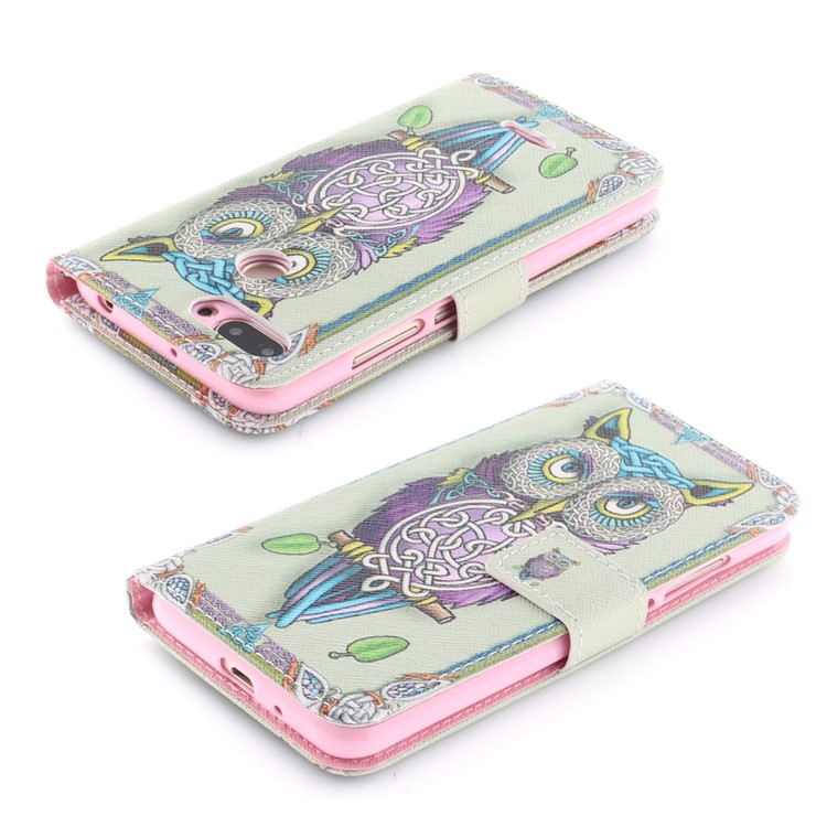 Pattern Printing Wallet Stand Leather Mobile Phone Case for Xiaomi Redmi 6 - Colorful Owl-4