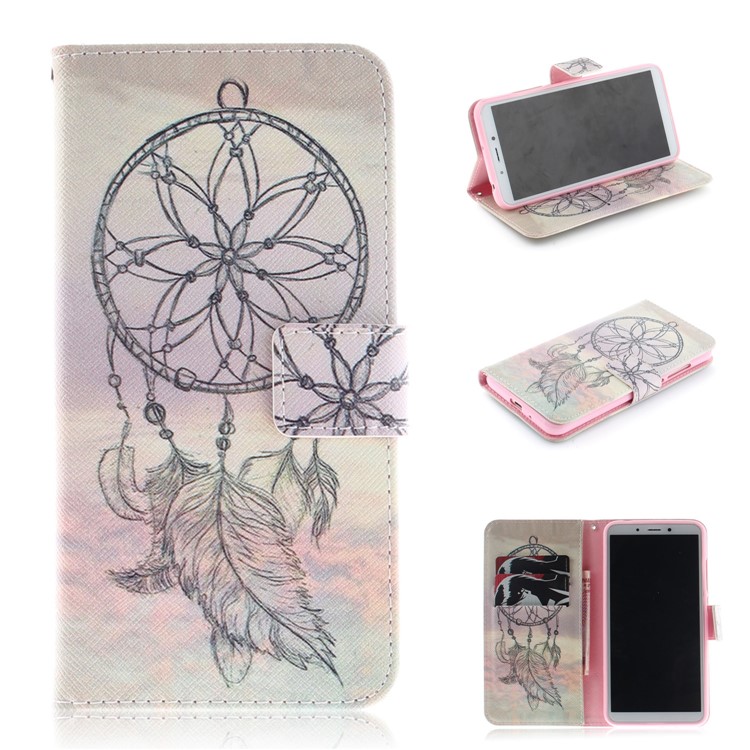Pattern Printing Wallet Stand Leather Cell Phone Case for Xiaomi Redmi 6 - Dream Catcher-1