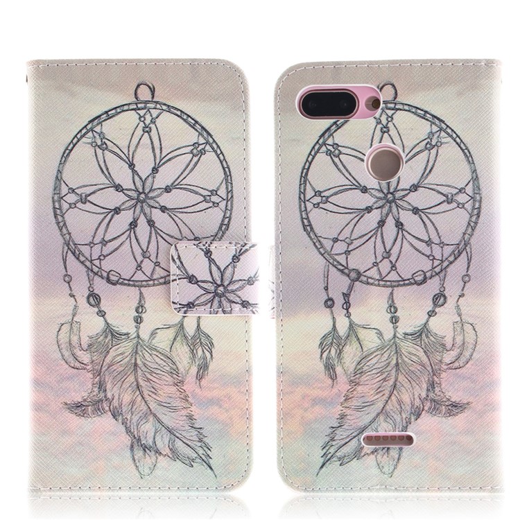 Pattern Printing Wallet Stand Leather Cell Phone Case for Xiaomi Redmi 6 - Dream Catcher-2