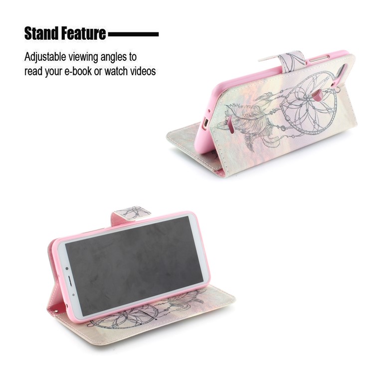 Pattern Printing Wallet Stand Leather Cell Phone Case for Xiaomi Redmi 6 - Dream Catcher-5
