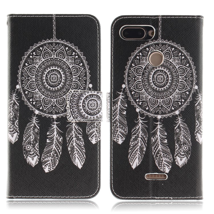 Pattern Printing Wallet Stand Leather Protective Case for Xiaomi Redmi 6 - Tribal Dream Catcher-2