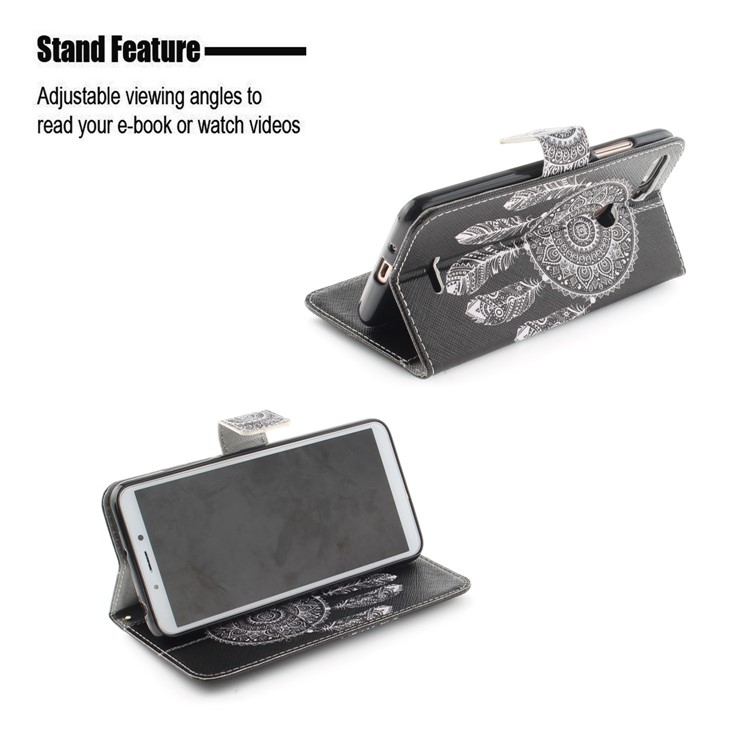 Pattern Printing Wallet Stand Leather Protective Case for Xiaomi Redmi 6 - Tribal Dream Catcher-5