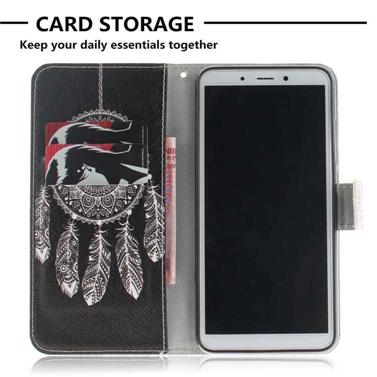 Pattern Printing Wallet Stand Leather Protective Case for Xiaomi Redmi 6 - Tribal Dream Catcher-7