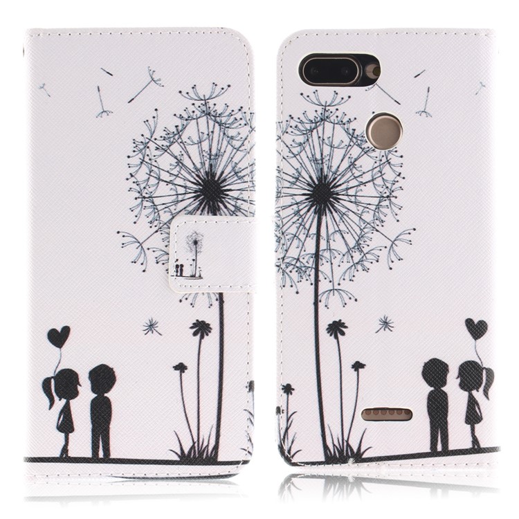 Pattern Printing Wallet Stand Leather Protective Cover for Xiaomi Redmi 6 - Dandelion and Lovers-2