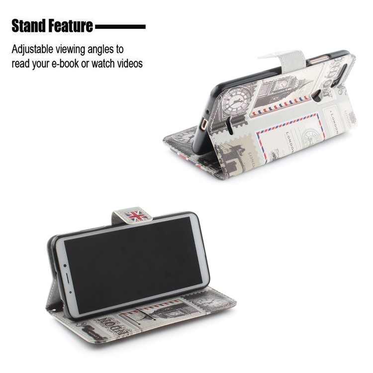 Pattern Printing Wallet Stand Leather Flip Case for Xiaomi Redmi 6 - London Elements-5